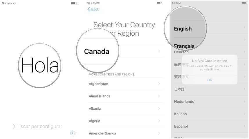 початок налаштування iPhone