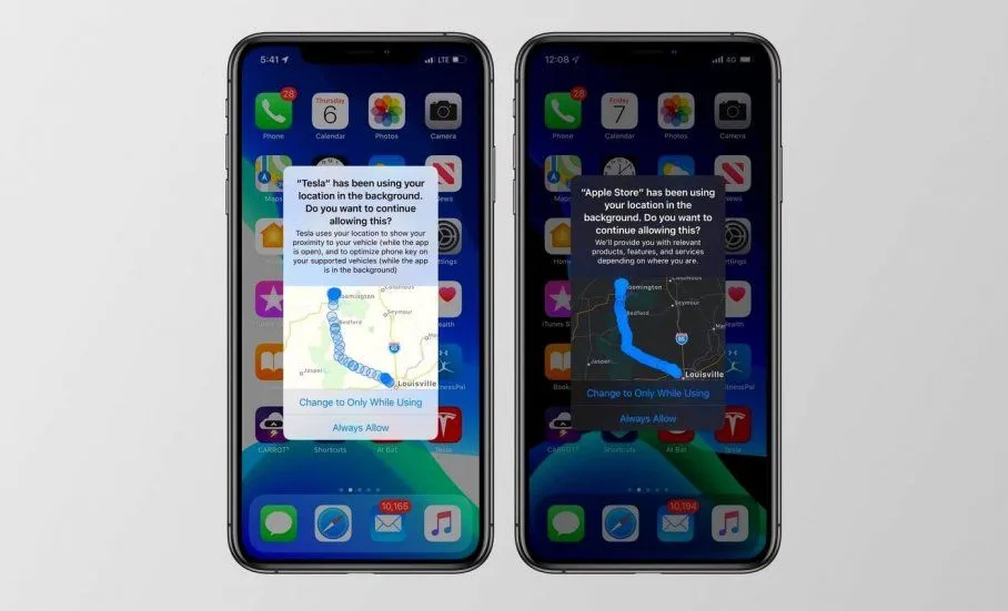 iOS 13 предупреждает пользователя о слежке