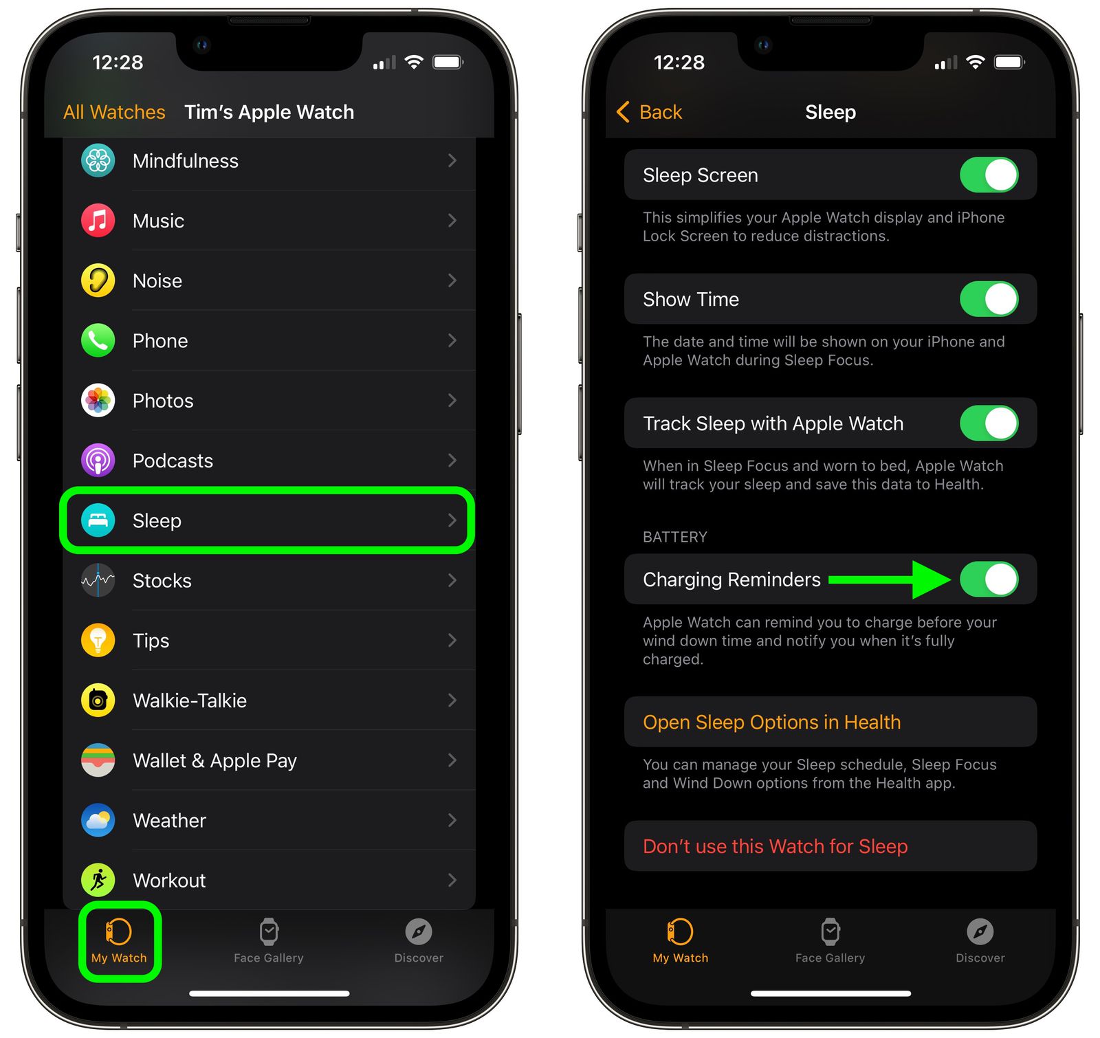 apple watch charging reminders