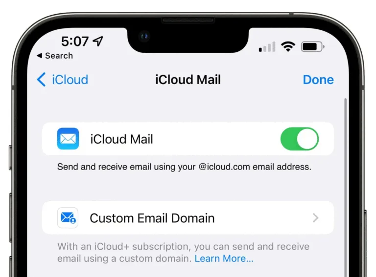 custom email domain mail ios 15 4