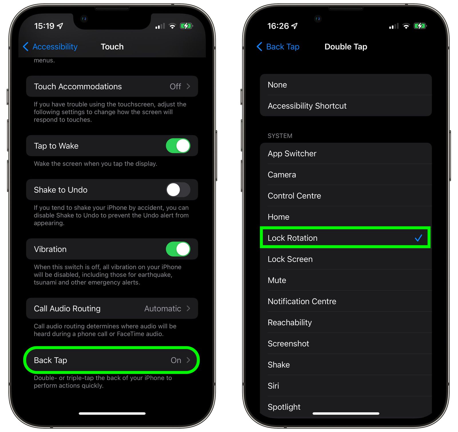 lock rotation back tap