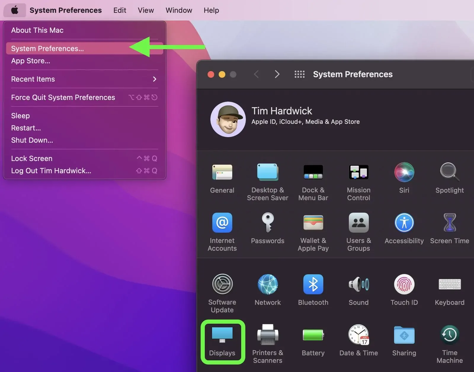 sys prefs displays