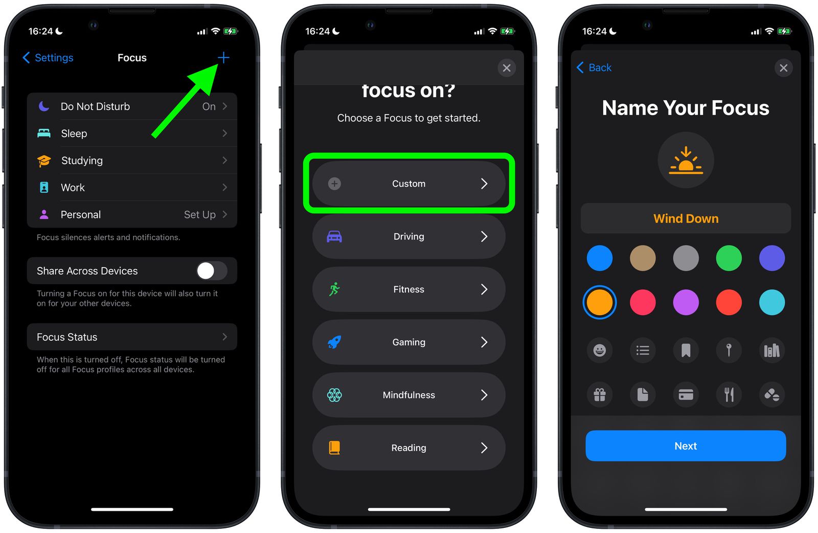 1link lock screen focus mode ios