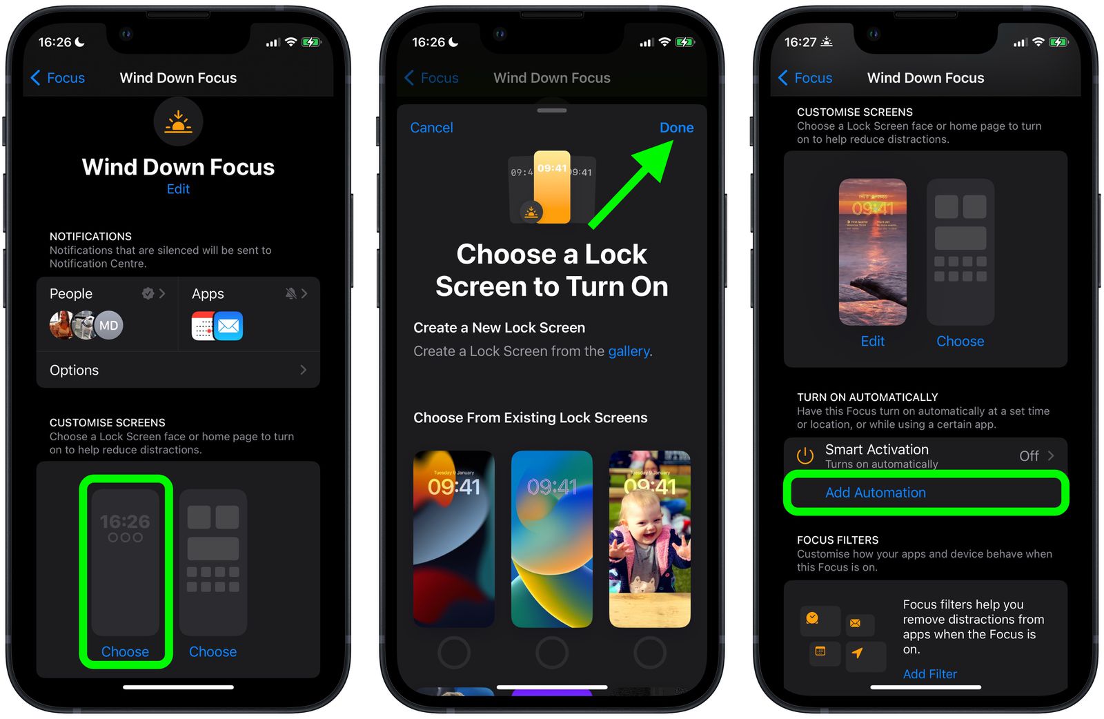 2link lock screen focus mode ios