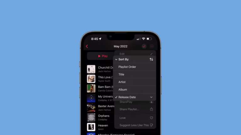 apple music sorting
