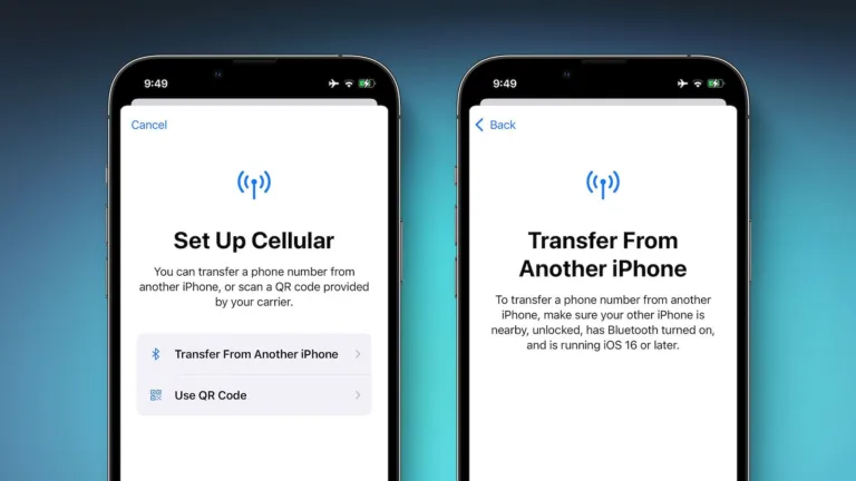 eSIM Transfer Bluetooth iOS 16 Feature