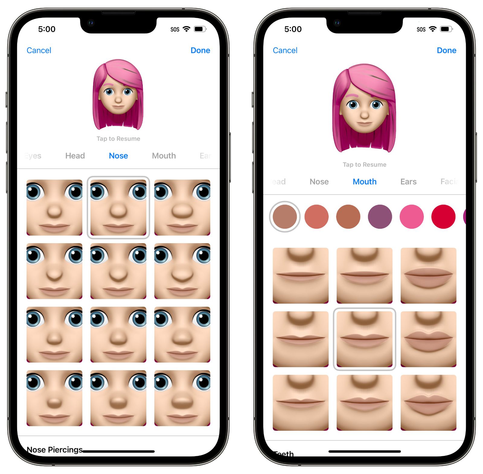 memoji nose ios 16