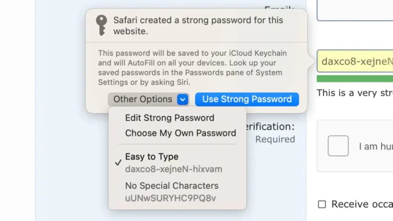 safari edit strong password