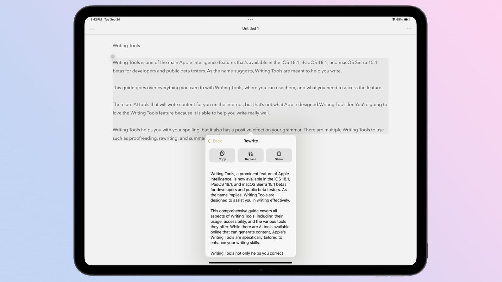 writing tools rewrite