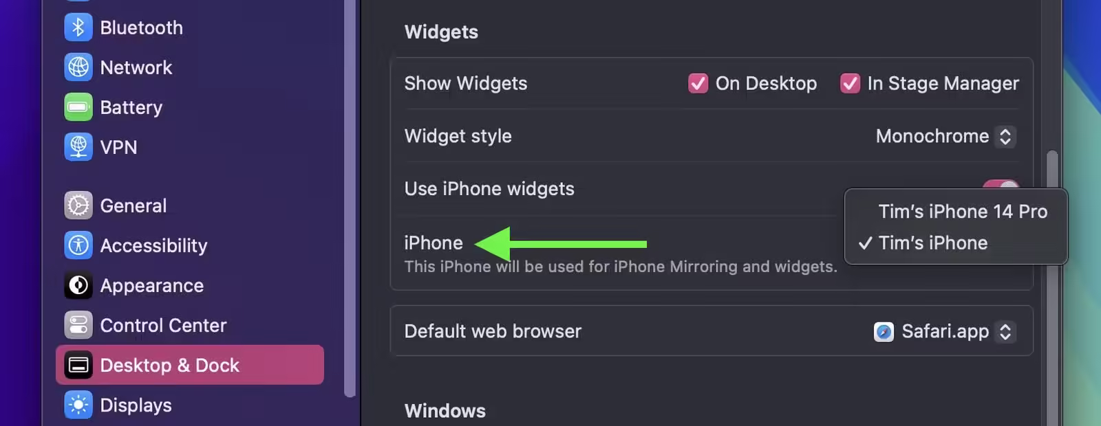 choose iphone to mirror
