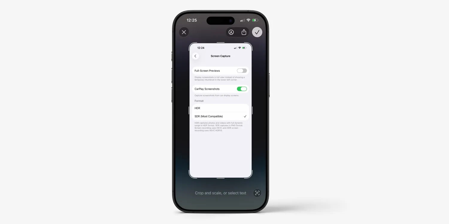 ios 26 screenshot full screen