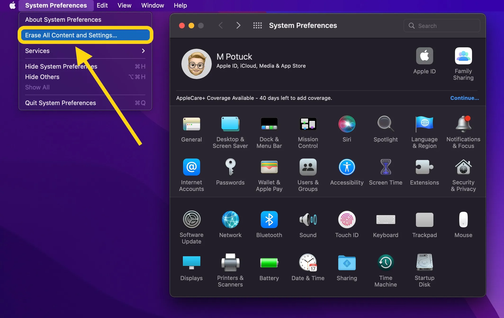 Erase Assistant — macOS Monterey