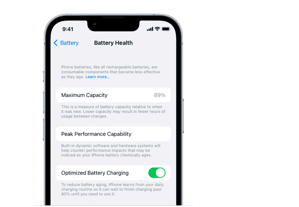 maximum capacity battery health iphone